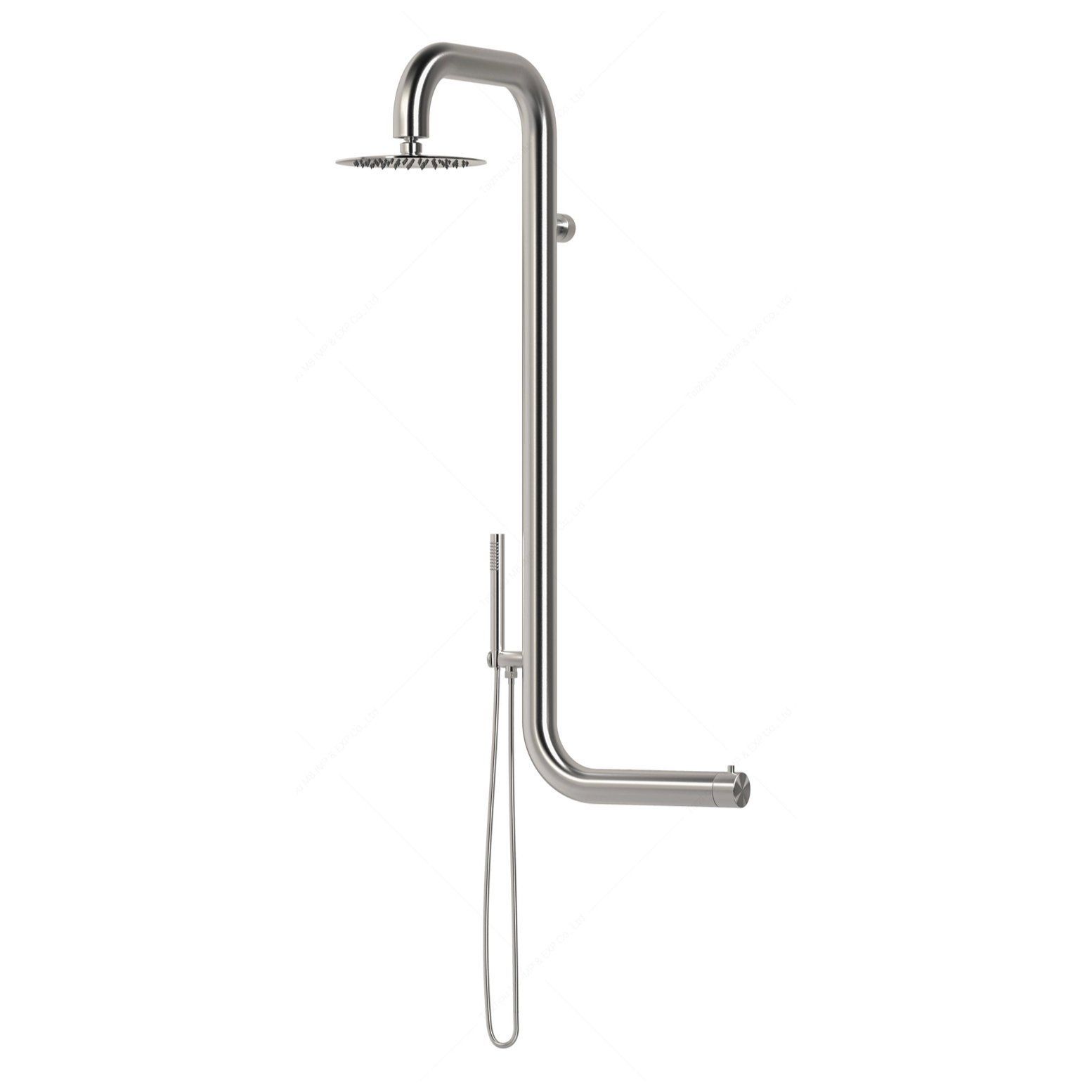  Sen cây ngoài trời gắn tường bát sen ∅200mm có vòi sen cầm tay bằng stainless steel 316L - A1015C-MB 