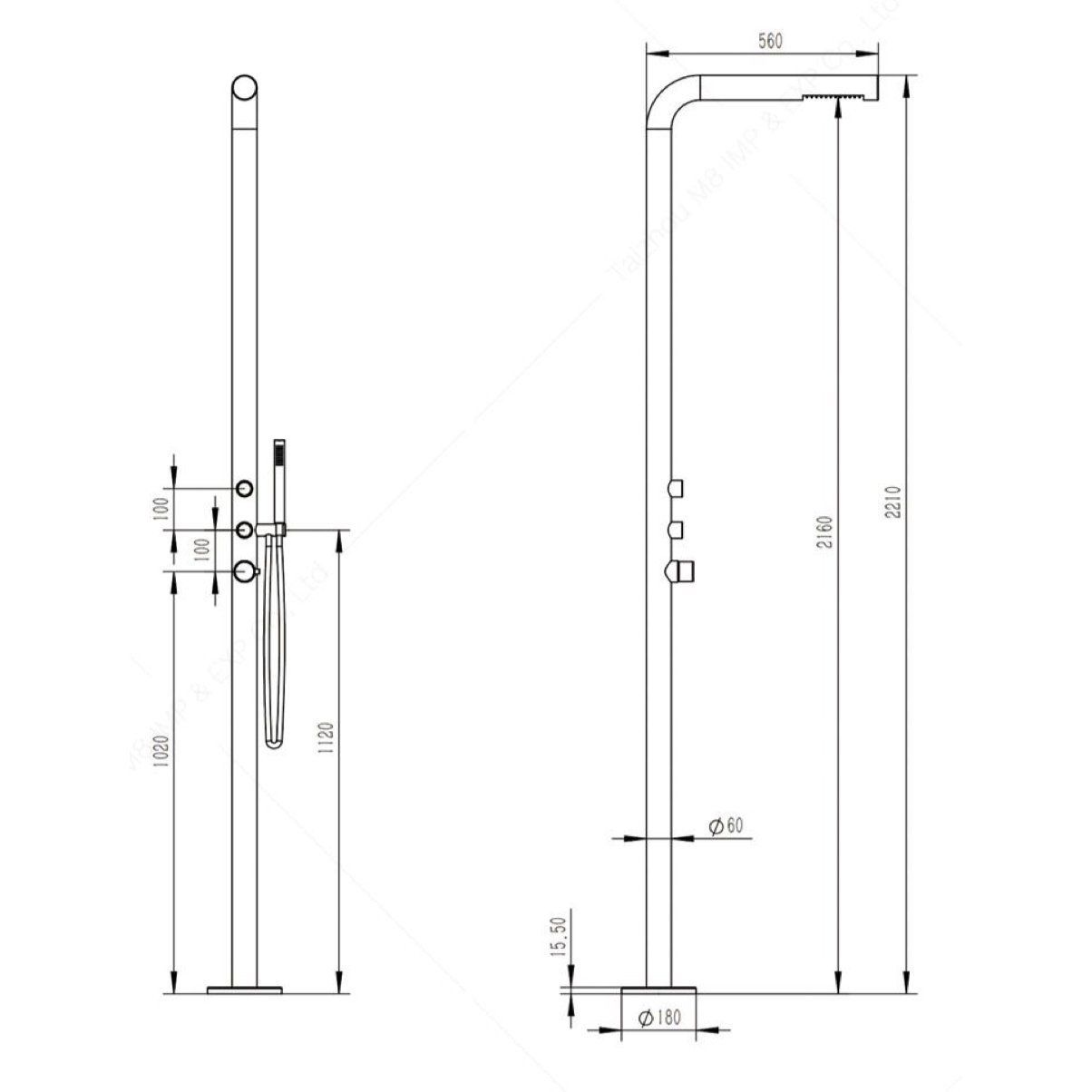  Sen cây ngoài trời có vòi sen cầm tay bằng stainless steel 316L - A1016MB 