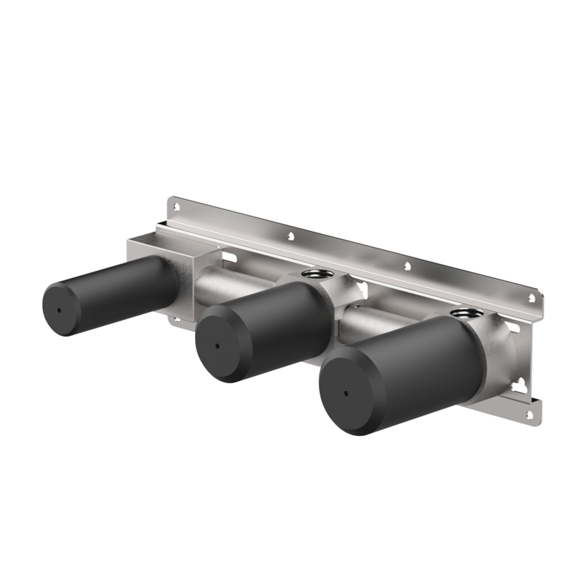  Vòi bồn tắm gắn tường điều chỉnh nhiệt độ 3 lỗ dài 190mm 2 đầu ra bằng stainless steel Dorin - DOR84 