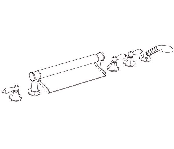  Vòi bồn tắm sáu lỗ cổ điển Charléty Crystal bằng đồng - 3307 