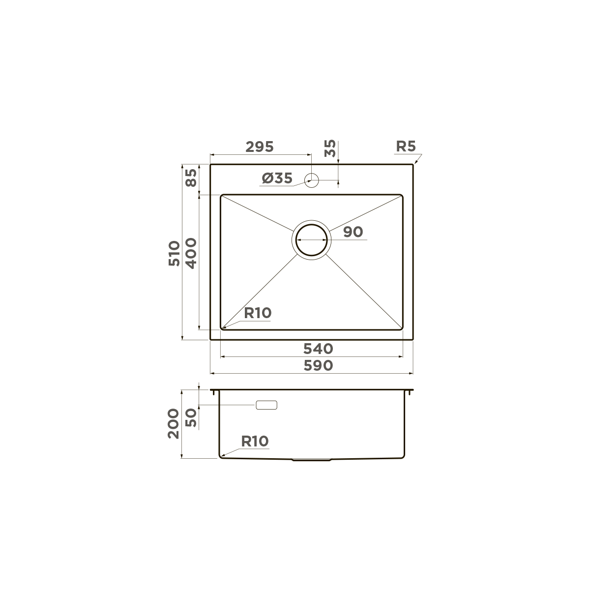  Chậu rửa chén bát stainless steel 1 hố AKSM59 