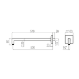  Tay sen gắn tường dài 516mm bằng đồng Geda Wellness - ARM2-50 