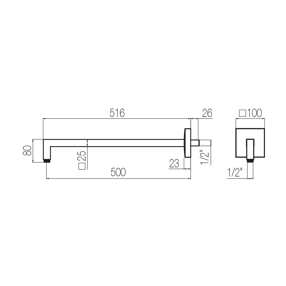  Tay sen gắn tường dài 516mm bằng đồng Geda Wellness - ARM2-50 