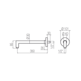  Tay sen gắn tường dài 350mm bằng đồng Geda Wellness - ARM5 