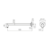  Tay sen gắn tường dài 500mm bằng đồng Geda Wellness - ARM5-50 