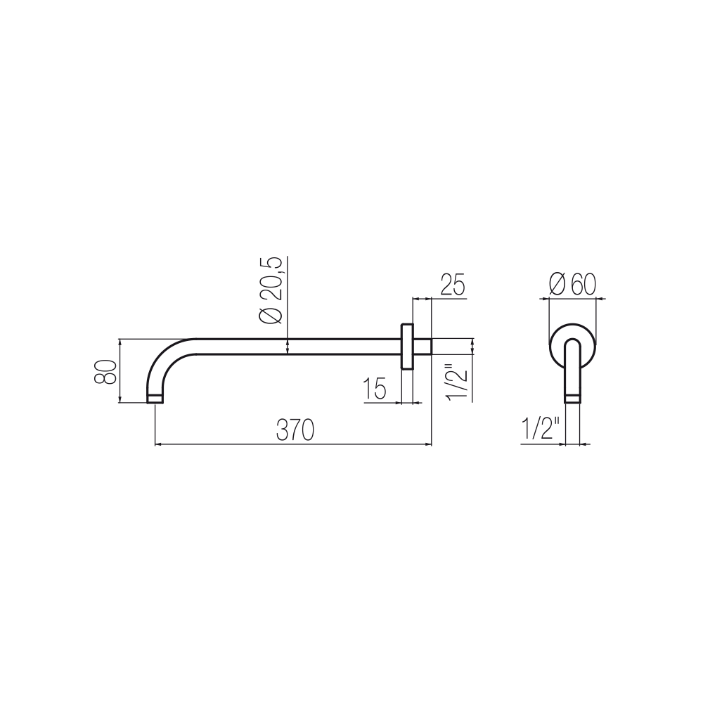  Tay sen gắn tường dài 370mm bằng đồng Geda Wellness - ARM7 