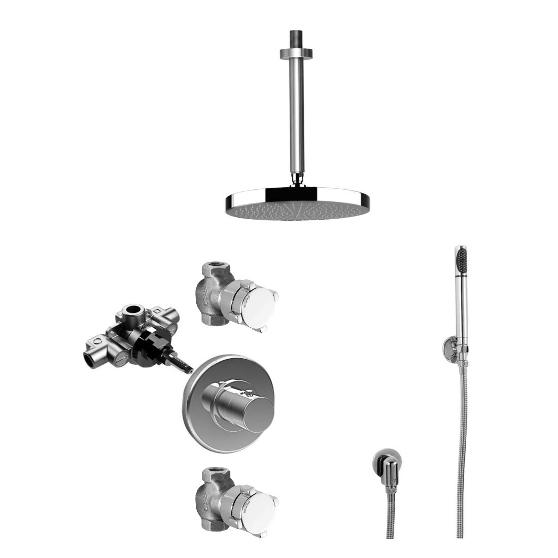  Vòi sen âm trần có sen cầm tay bằng đồng Aster - AST-CSHOWER1 