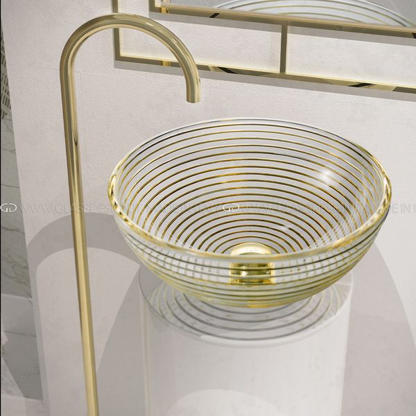  Chậu Lavabo Pha Lê Astro Clear - Gold / Gold 