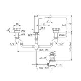  Vòi chậu lavabo 3 lỗ bằng đồng Aster - 3225 