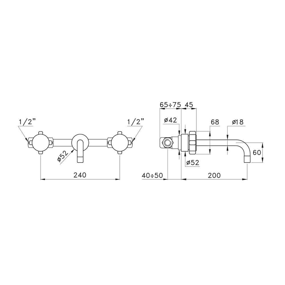  Vòi chậu lavabo gắn tường dài 200mm bằng đồng Aster - 3863 