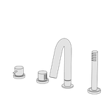  Vòi bồn tắm 4 lỗ với vòi sen cầm tay bằng đồng Minimè - B4T1 