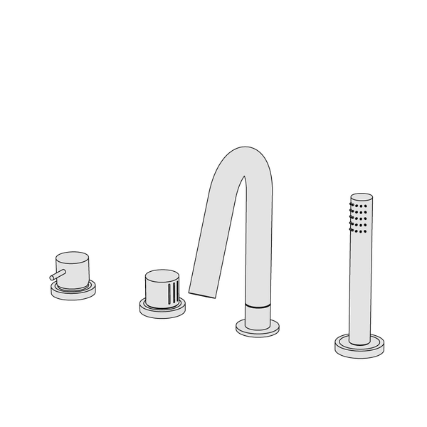  Vòi bồn tắm 4 lỗ với vòi sen cầm tay bằng đồng Minimè - B4T1 