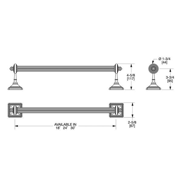  Thanh treo khăn pha lê 610mm Rock Crystal Pyramid - 3677P-RKCR-24FL 