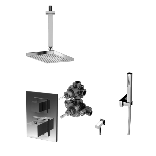  Vòi sen điều chỉnh nhiệt độ bát sen 200mm có sen cầm tay bằng đồng âm trần Bamboo Quadro - BAQ-CSHOWER1 