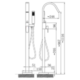  Vòi bồn tắm gắn sàn có sen cầm tay bằng đồng XELU 
