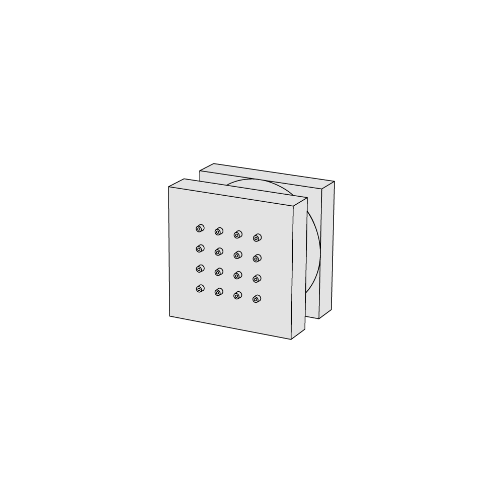  Vòi xịt massage body hình vuông chỉnh hướng gắn tường bằng đồng Geda Wellness - BJM6 