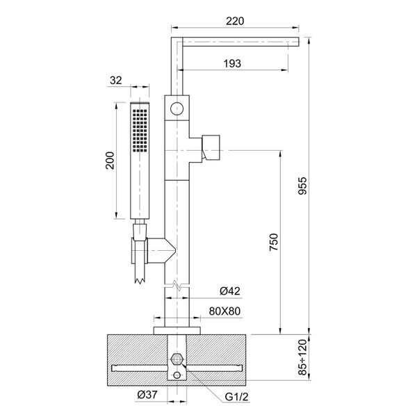  Vòi bồn tắm gắn sàn bằng đồng Boy - BOY4940B 
