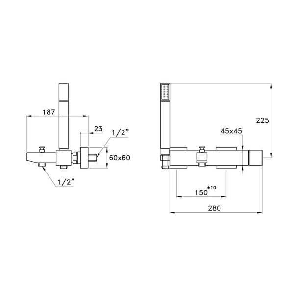  Vòi bồn tắm có sen cầm tay gắn tường bằng đồng Bamboo Quadro - 3267-306 
