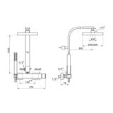  Sen cây bát sen 200mm có sen cầm tay bằng đồng Bamboo Quadro - 3283-420-306-200 