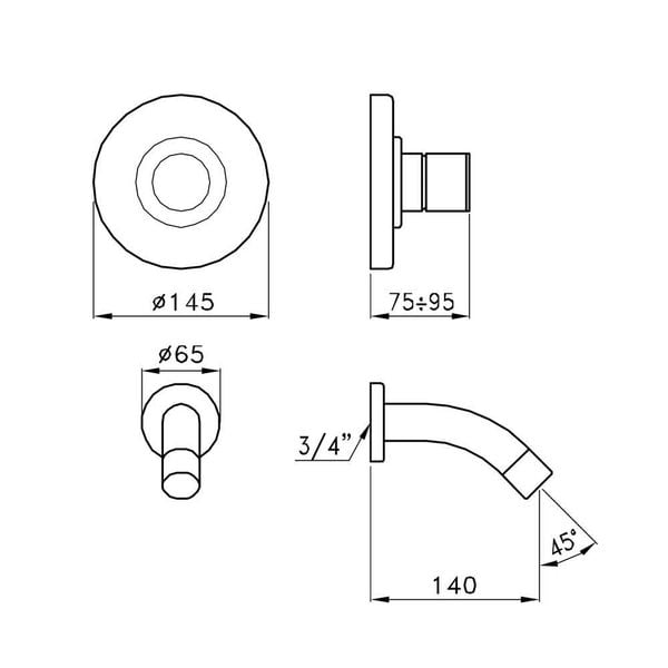  Vòi bồn tắm gắn tường bằng đồng Bamboo - 3250MC 