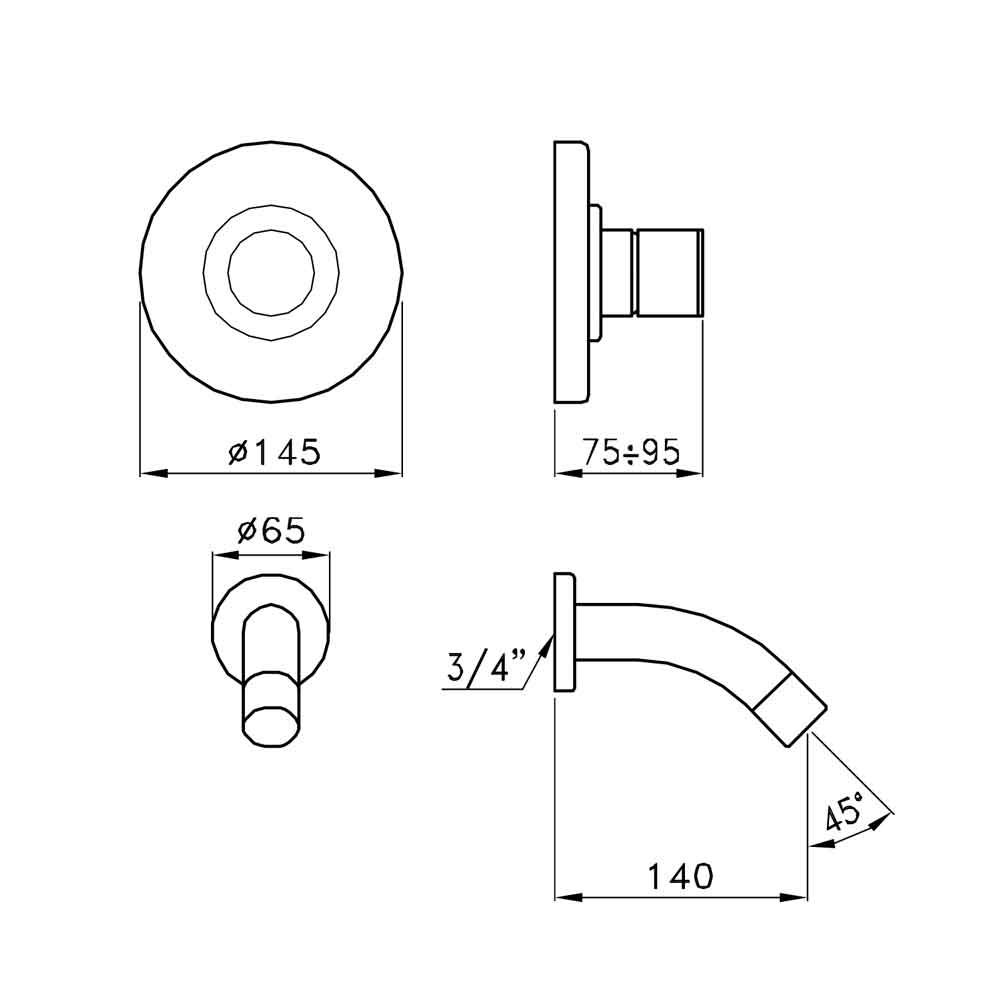  Vòi bồn tắm gắn tường bằng đồng Bamboo - 3250MC 