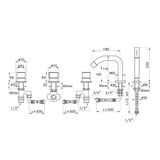  Vòi bồn tắm 5 lỗ có sen cầm tay bằng đồng Bamboo - 3256TR308 