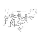  Vòi bồn tắm 5 lỗ có sen cầm tay bằng đồng Bamboo - 3256TRTC308 