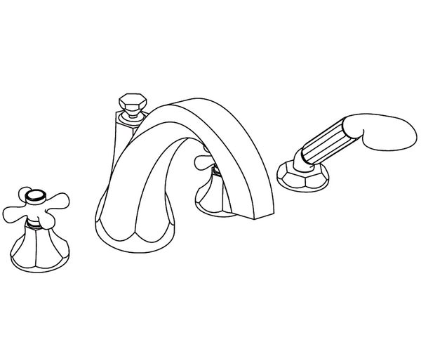  Vòi bồn tắm bốn lỗ cổ điển Charléty bằng đồng - 3304XL 