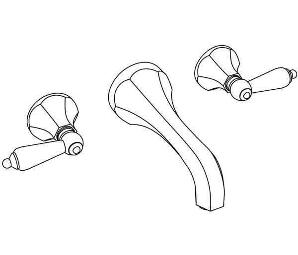  Vòi bồn tắm ba lỗ gắn tường cổ điển Charléty Metal bằng đồng - 3303 