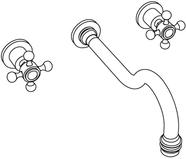  Vòi bồn tắm ba lỗ gắn tường cổ điển Volga bằng đồng - 3303 