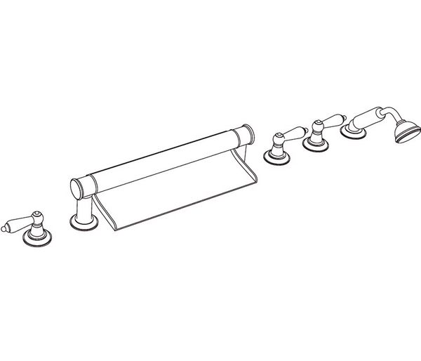  Vòi bồn tắm sáu lỗ cổ điển Volga Porcelain bằng đồng - 3307 