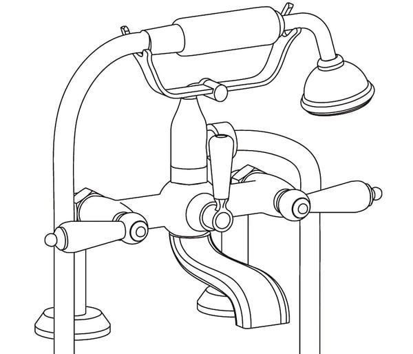  Vòi bồn tắm cổ điển Volga Black Obsidian bằng đồng - 3306 