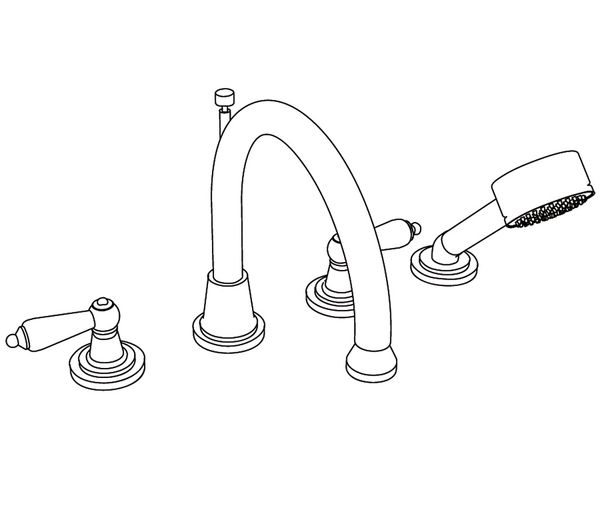  Vòi bồn tắm bốn lỗ cổ điển Star Black Obsidian bằng đồng - 3304 