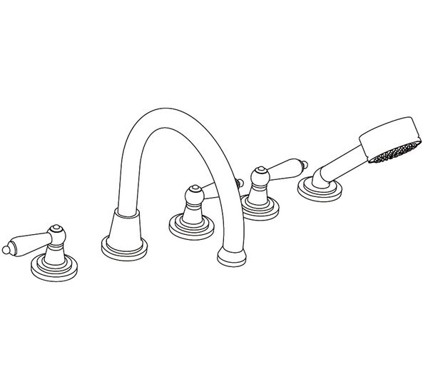  Vòi bồn tắm năm lỗ cổ điển Star Black Obsidian bằng đồng - 3305 