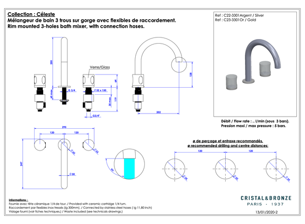  Vòi bồn tắm Céleste Silver bằng đồng - 3301 