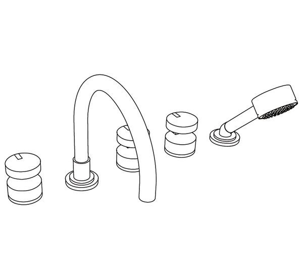  Vòi bồn tắm năm lỗ Fusion Black Obsidian bằng đồng - 3305 