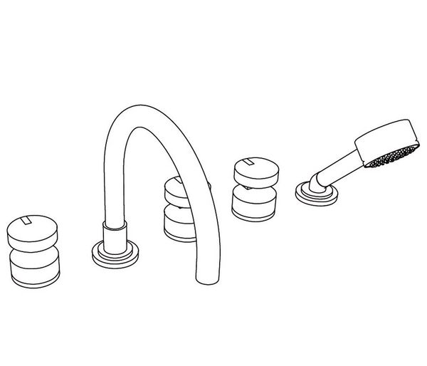  Vòi bồn tắm năm lỗ Fusion Blue Sodalite bằng đồng - 3305 