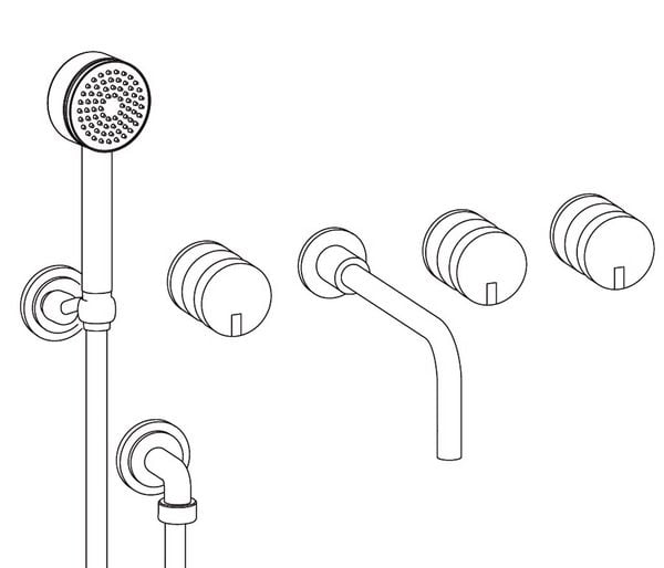  Vòi bồn tắm năm lỗ gắn tường Fusion White Carrara bằng đồng - 3308 