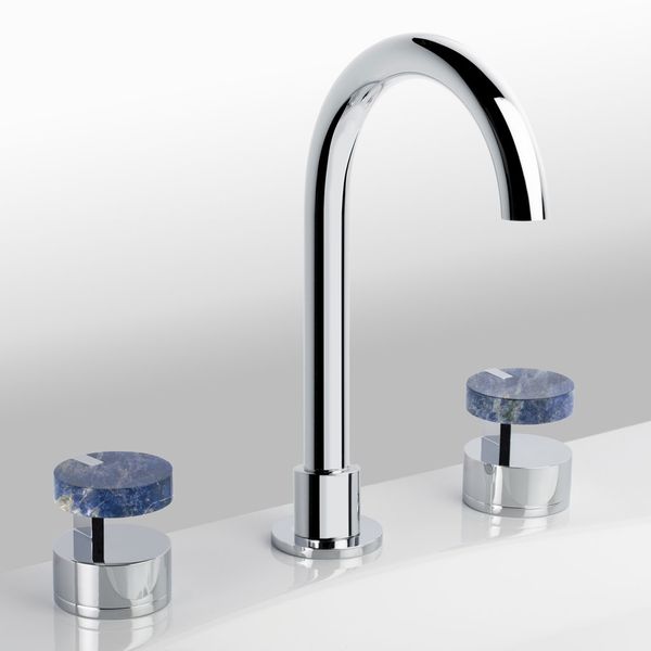  Vòi chậu rửa mặt Fusion Blue Sodalite polished chrome bằng đồng 