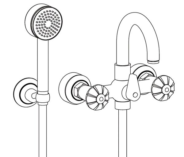  Vòi bồn tắm gắn tường Élégance White bằng đồng - 3201 