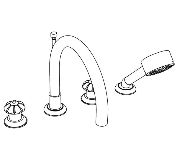  Vòi bồn tắm bốn lỗ Élégance White bằng đồng - 3304 