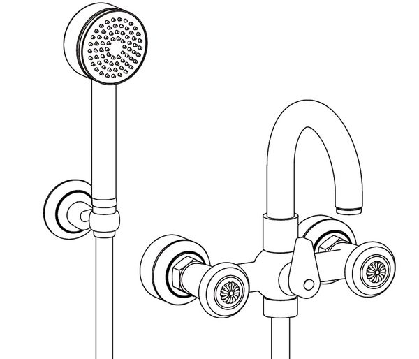  Vòi bồn tắm gắn tường Bijou bằng đồng - 3201 