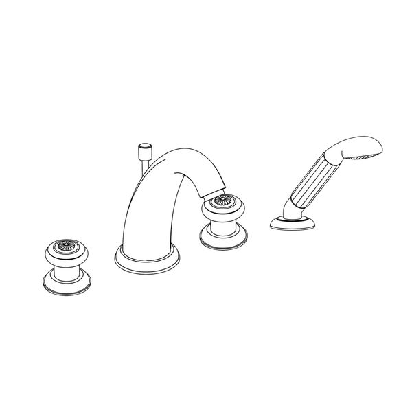  Vòi bồn tắm bốn lỗ cổ điển Alizé Chiseled bằng đồng - 3304 