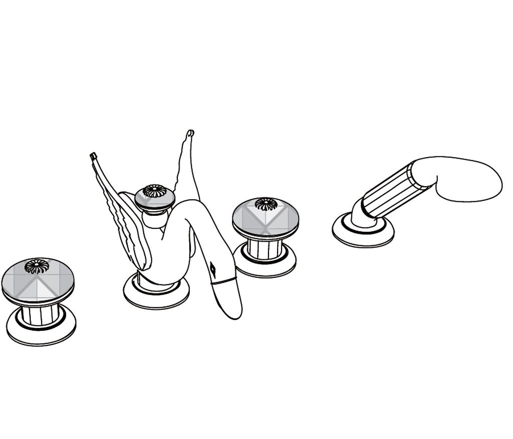  Vòi bồn tắm bốn lỗ cổ điển Cygne Ailé bằng đồng - 3304 