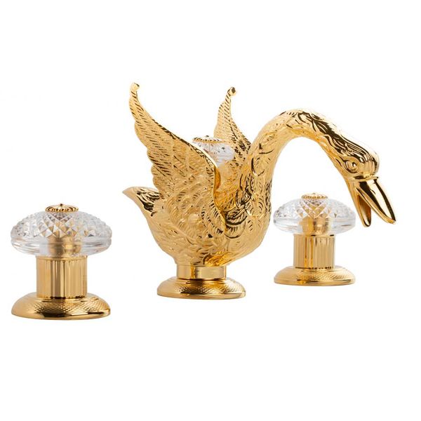  Vòi chậu rửa mặt cổ điển Cygne Ailé polished gold bằng đồng 