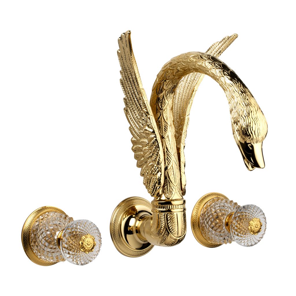  Vòi bồn tắm gắn tường cổ điển Cygne Flamant polished gold bằng đồng 