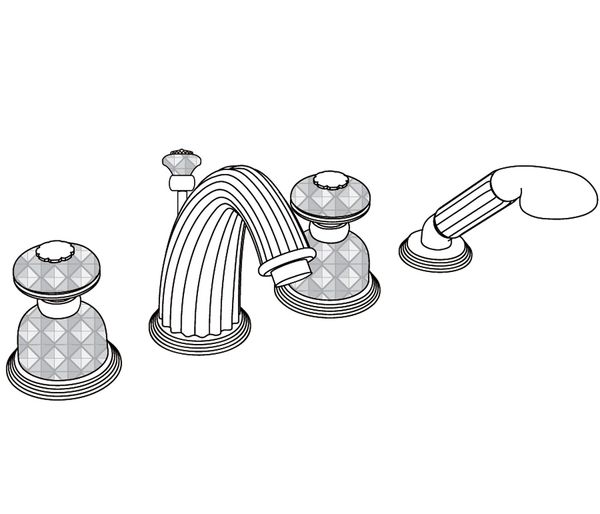  Vòi bồn tắm bốn lỗ cổ điển Dôme Diamant Clear Crystal bằng đồng - 3304 