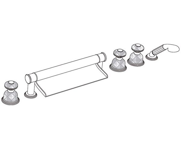  Vòi bồn tắm sáu lỗ cổ điển Dôme Diamant Blue Crystal bằng đồng - 3307 