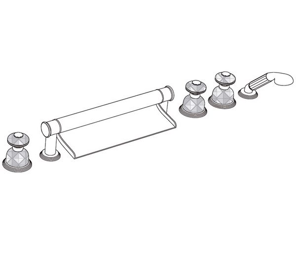  Vòi bồn tắm sáu lỗ cổ điển Dôme Diamant Pink Crystal bằng đồng - 3307 