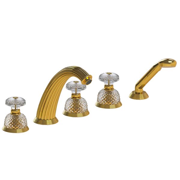  Vòi bồn tắm cổ điển 5 lỗ Dôme Diamant Clear Crystal polished gold 